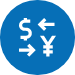 Blue icons for currency exchange