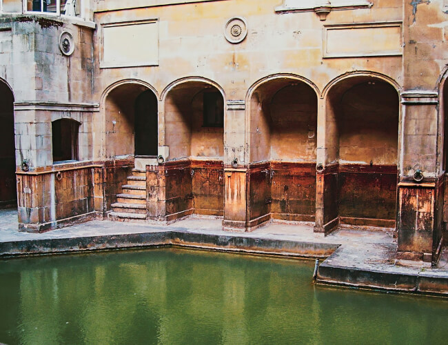 Roman-built baths from the city of Bath, England